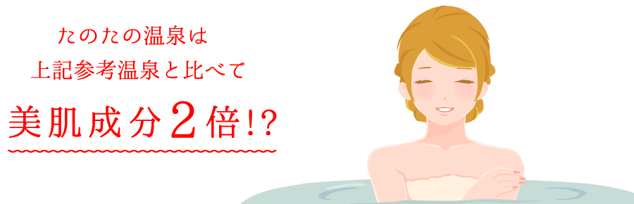 たのたの温泉は上記参考温泉と比べて美肌成分2倍！？